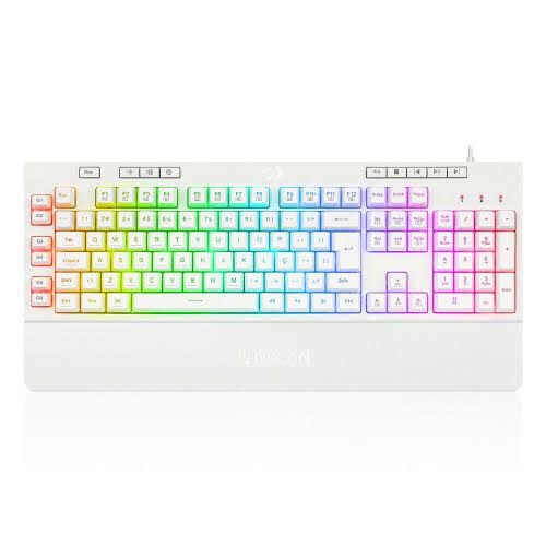 Teclado Gamer Redragon Shiva RGB Branco  - DaCidadeShop