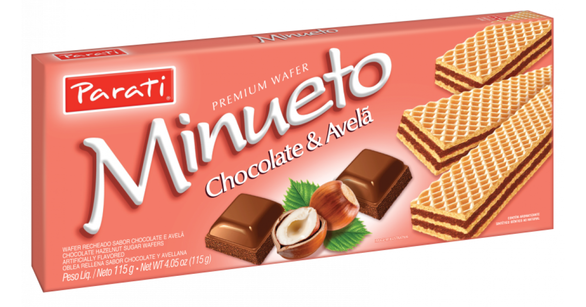 Wafer minueto chocolate com avelã - DaCidadeShop