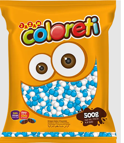 CONFEITO PASTILHA AZUL E BRANCO COLORETI 500G - DaCidadeShop