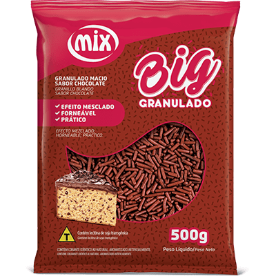 GRANULADO MACIO BIG FORNEÁVEL SABOR CHOCOLATE MIX 500G  - DaCidadeShop