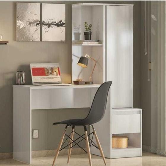 ESCRIVANINHA – DEMOBILE - COM ARMÁRIO OFFICE MORADA COM 1 P. 1 GAVT  -  BRANCO. - DaCidadeShop