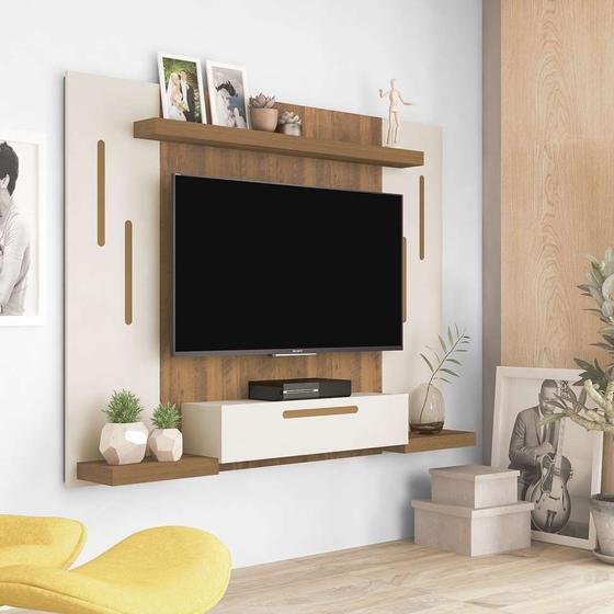 PAINEL- ARTELY – CRONOS - AMENDOA/OFFWHITE - TV 50” - DaCidadeShop