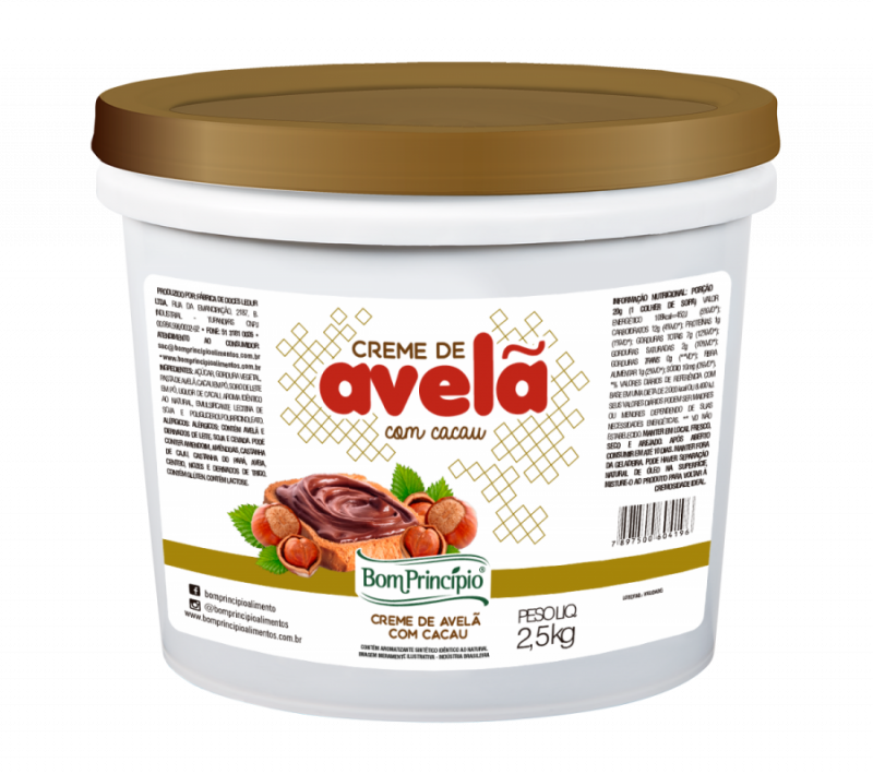 CREME DE AVELÃ COM CACAU BOM PRINCÍPIO 2,5KG - DaCidadeShop