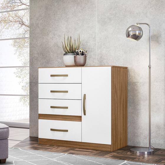 COMODA MOVAL – VENUS – 1 P. 4 GAVT. – NATURALE/BRANCO - DaCidadeShop
