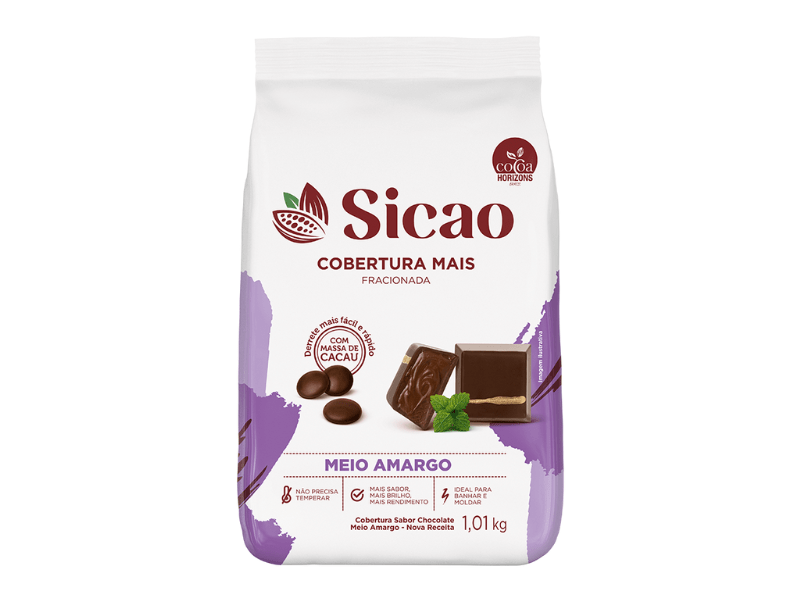 COBERTURA CHOCOLATE MEIO AMARGO EM GOTAS SICAO 1,01KG - DaCidadeShop