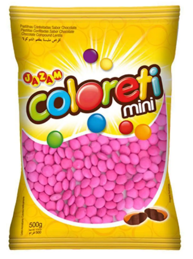 CONFEITO PASTILHA ROSA COLORETI 500G - DaCidadeShop