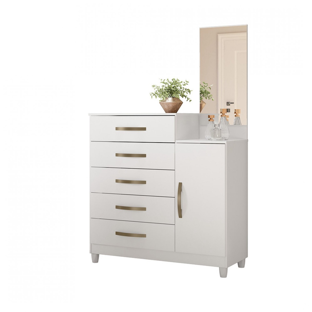 COMODA MOVAL- LISBOA - 1 P .5 GAVT. C/ESP - BRANCO. - DaCidadeShop