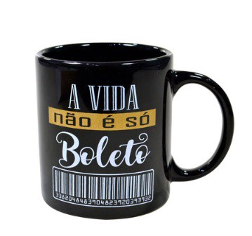 caneca cerâmica humor preta  - DaCidadeShop