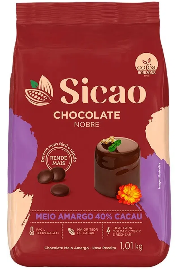 CHOCOLATE MEIO AMARDO EM GOTAS SICAO 1,01KG - DaCidadeShop