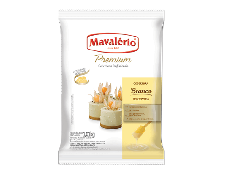 COBERTURA CHOCOLATE BRANCO EM GOTAS MAVALÉRIO 1,01KG - DaCidadeShop