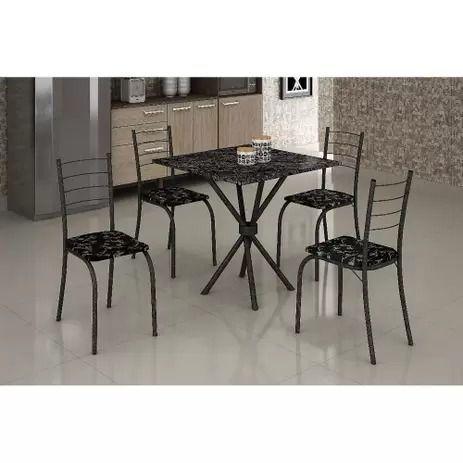 MESA - RIO C/ 4 CADEIRAS- MATELADA – PRETA - DaCidadeShop