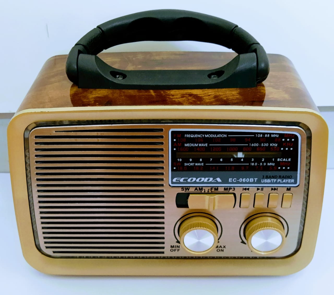 Rádio Retrô Ecooda BT/USB/SD/AUX/FM EC-060BT - DaCidadeShop
